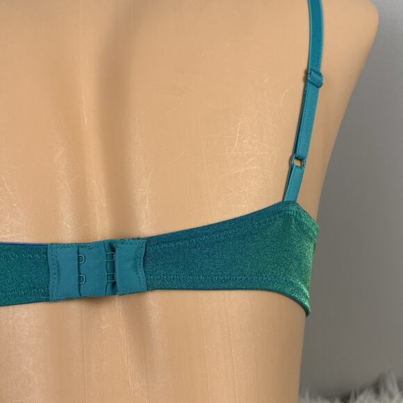 Vintage Lily of France Bra 36B Style 1729 1773 Iridescent Blue Green Front Close - Picture 7 of 11